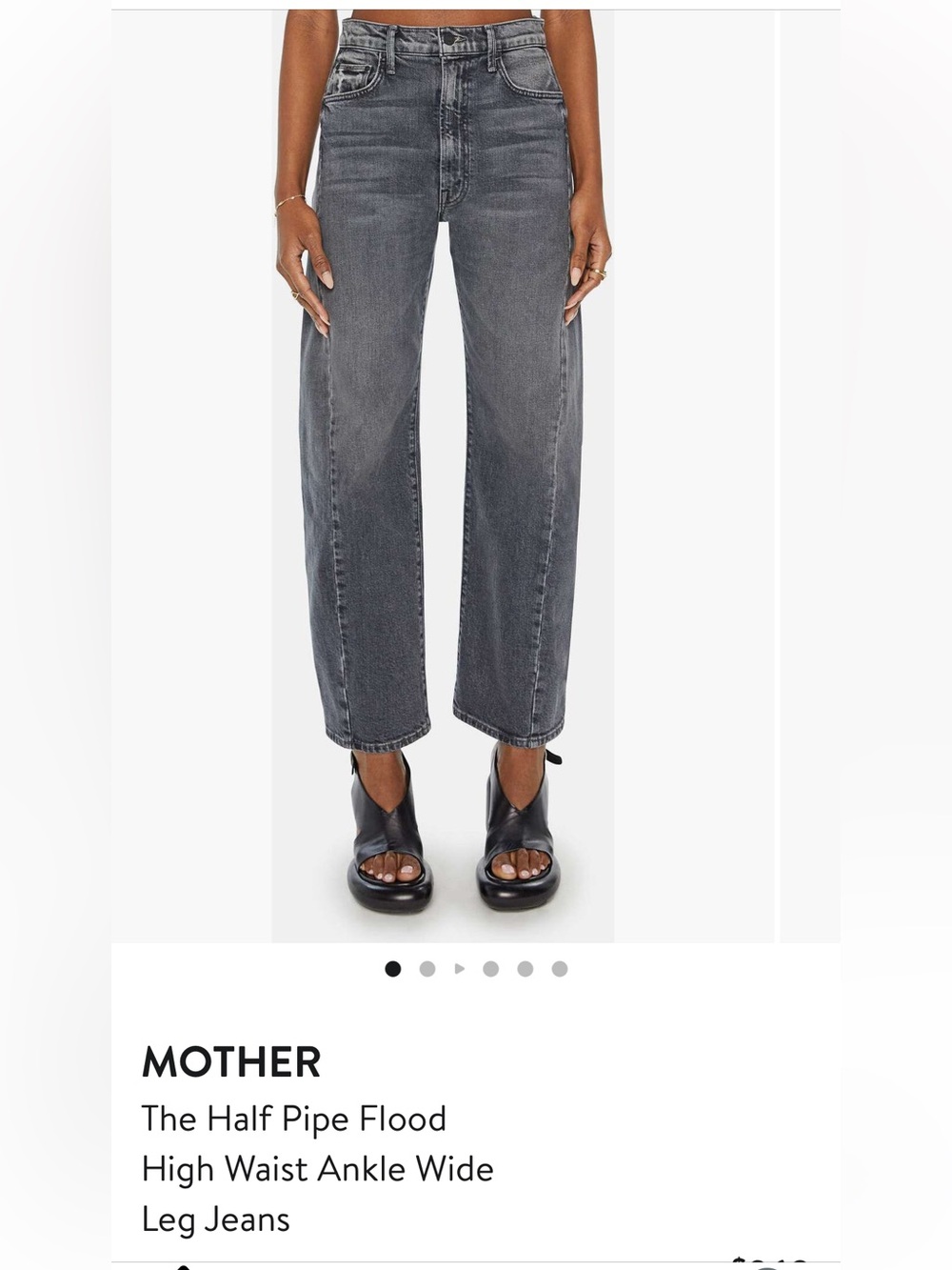 MOTHER High-Waist Ankle Wide-Leg Jeans — Grey Wash